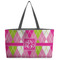 Pink & Green Argyle Beach Totes Bag - w/ Black Handles (Personalized)