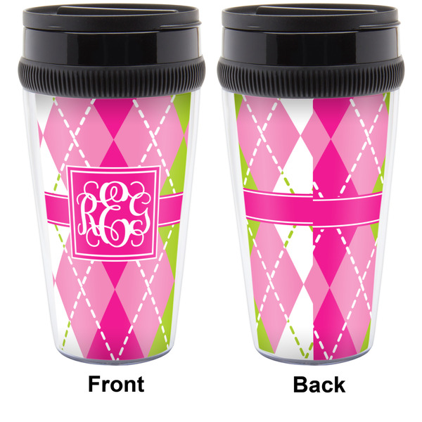Pink & Green Argyle Travel Mug Approval (Personalized)