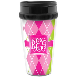 Pink & Green Argyle Acrylic Travel Mug without Handle (Personalized)