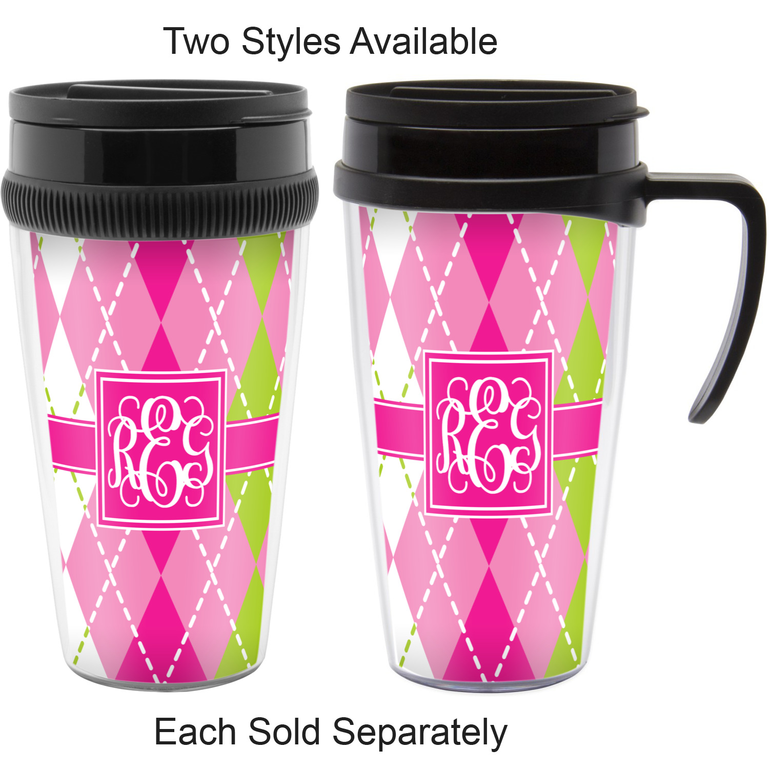 https://www.youcustomizeit.com/common/MAKE/224736/Pink-Green-Argyle-Travel-Mugs-with-without-Handle.jpg?lm=1671238377