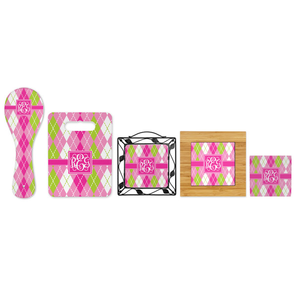 Pink & Green Argyle Trivets