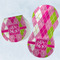 Pink & Green Argyle Two Peanut Shaped Burps - Open and Folded