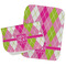 Pink & Green Argyle Two Rectangle Burp Cloths - Open & Folded