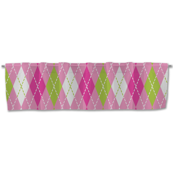 Pink & Green Argyle Valance - Front