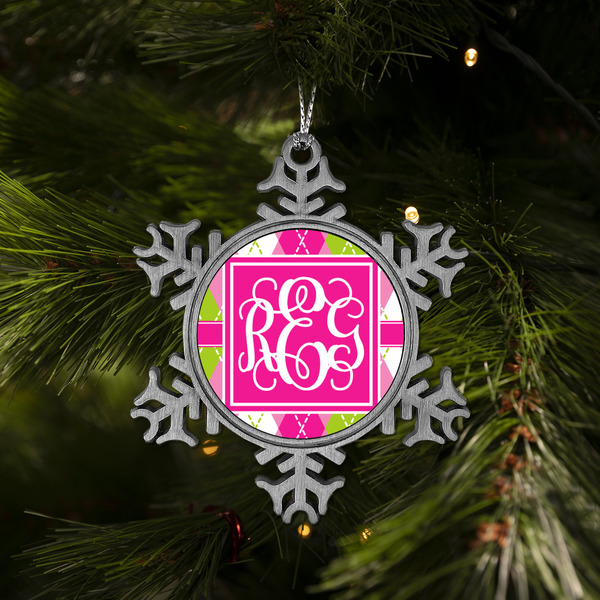 Pink & Green Argyle Vintage Snowflake - (LIFESTYLE)