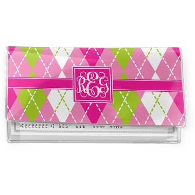 Pink & Green Argyle Vinyl Checkbook Cover (Personalized)