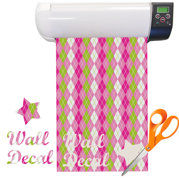 Custom Pink & Green Argyle Vinyl Sheet (Re-position-able)