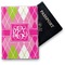 Pink & Green Argyle Vinyl Passport Holder - Front