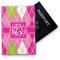 Pink & Green Argyle Vinyl Passport Holder (Personalized)