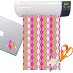 Pink & Green Argyle Sticker Vinyl Sheet (Permanent)