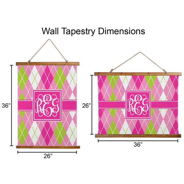 Pink & Green Argyle Wall Hanging Tapestries - Parent/Sizing