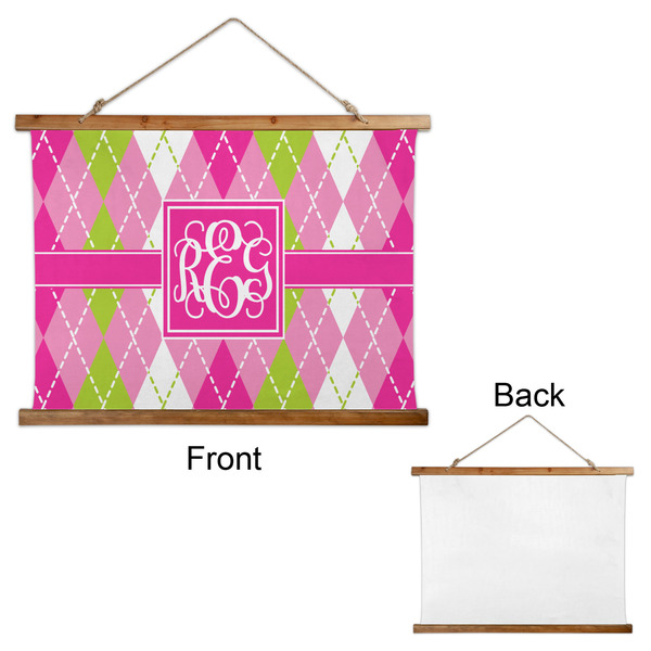 Pink & Green Argyle Wall Hanging Tapestry - Landscape - APPROVAL