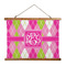 Pink & Green Argyle Wall Hanging Tapestry - Landscape - MAIN