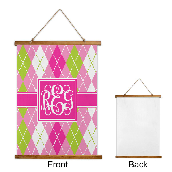 Pink & Green Argyle Wall Hanging Tapestry - Portrait - APPROVAL