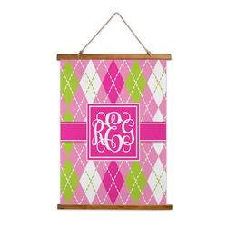 Pink & Green Argyle Wall Hanging Tapestry (Personalized)