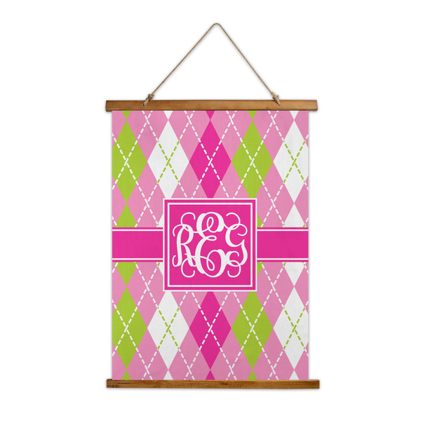 Custom Pink & Green Argyle Wall Hanging Tapestry (Personalized)