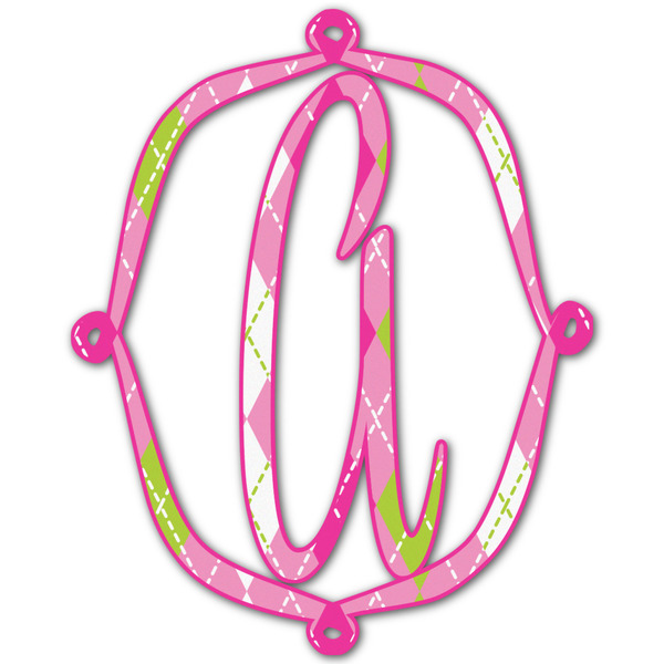 Custom Pink & Green Argyle Monogram Decal - Medium (Personalized)