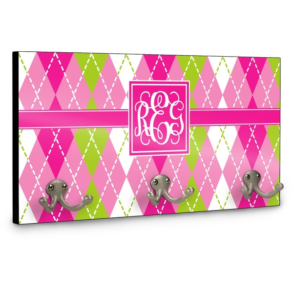 Pink & Green Argyle Coat Hanger Main