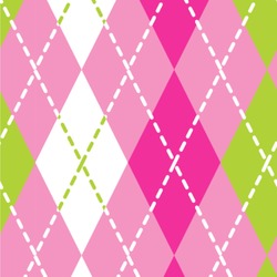 Pink & Green Argyle Wallpaper & Surface Covering (Water Activated 24"x 24" Sample)