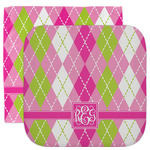 Pink & Green Argyle Facecloth / Wash Cloth (Personalized)
