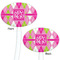 Pink & Green Argyle White Plastic 7" Stir Stick - Double Sided - Oval - Front & Back