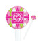 Pink & Green Argyle White Plastic 7" Stir Stick - Round - Closeup