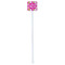 Pink & Green Argyle White Plastic Stir Stick - Single Sided - Square - Single Stick