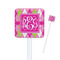 Pink & Green Argyle Square Plastic Stir Sticks - Double Sided (Personalized)