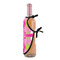 Pink & Green Argyle Wine Bottle Apron - DETAIL WITH CLIP ON NECK