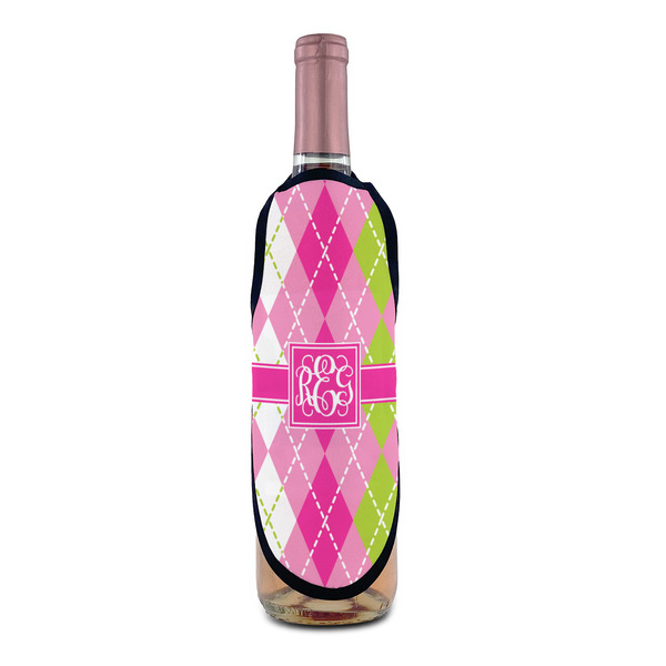 Pink & Green Argyle Wine Bottle Apron - IN CONTEXT
