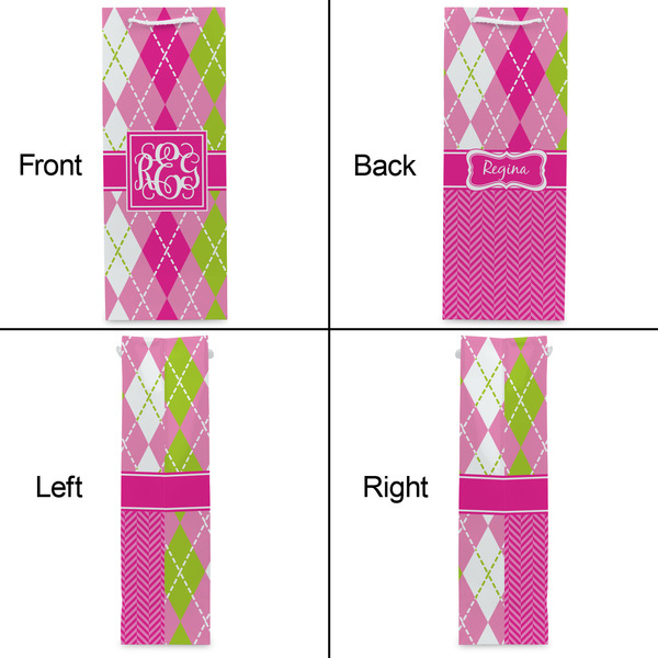 Pink & Green Argyle Wine Gift Bag - Gloss - Approval