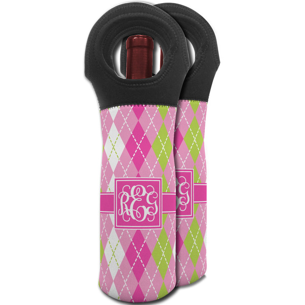 Pink & Green Argyle Wine Tote Bag - MAIN