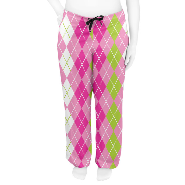 Pink & Green Argyle Women's Pj on model - Front