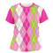 Pink & Green Argyle Womens Crew Neck T Shirt - Main
