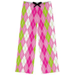 Pink & Green Argyle Womens Pajama Pants - S