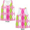 Pink & Green Argyle Womens Racerback Tank Tops - Medium - Front and Back