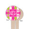 Pink & Green Argyle Wooden 4" Food Pick - Round - Single Sided - Front & Back