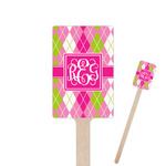 Pink & Green Argyle Rectangle Wooden Stir Sticks (Personalized)