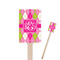 Pink & Green Argyle Wooden 6.25" Stir Stick - Rectangular - Closeup