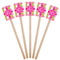 Pink & Green Argyle Wooden 6.25" Stir Stick - Rectangular - Fan View