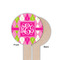Pink & Green Argyle Wooden 6" Food Pick - Round - Single Sided - Front & Back