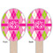 Pink & Green Argyle Wooden Food Pick - Oval - Double Sided - Front & Back