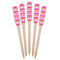 Pink & Green Argyle Wooden Food Pick - Paddle - Fan View
