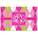 Pink & Green Argyle Woven Mat (Personalized)