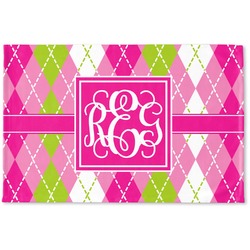 Pink & Green Argyle Woven Mat (Personalized)