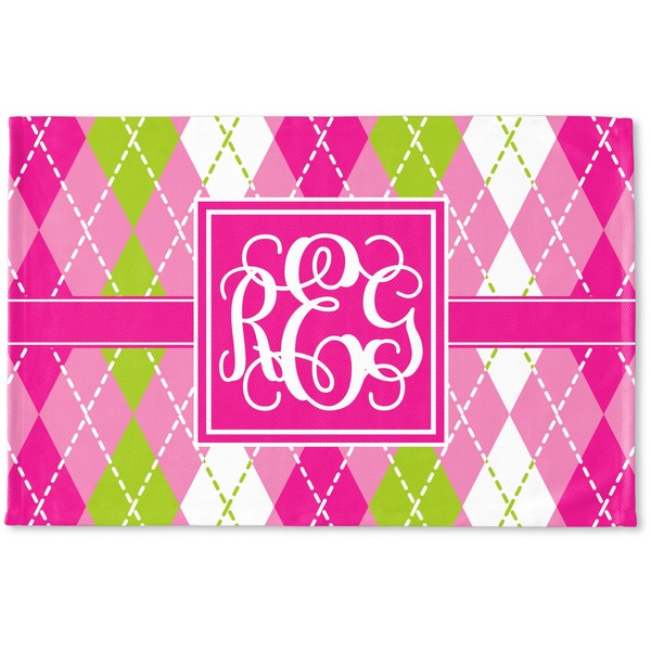 Custom Pink & Green Argyle Woven Mat (Personalized)