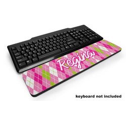 Pink & Green Argyle Keyboard Wrist Rest (Personalized)