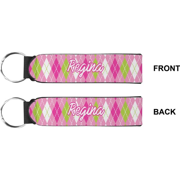 Pink & Green Argyle Wristlet (Front + Back)