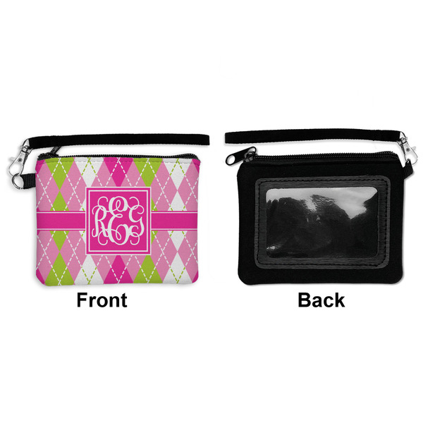 Pink & Green Argyle Wristlet ID Cases - Front & Back