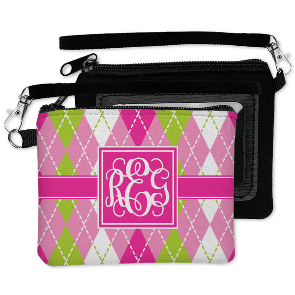 Pink & Green Argyle Wristlet ID Cases - MAIN
